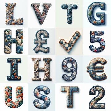Fabric patches lettering. AI generated illustration