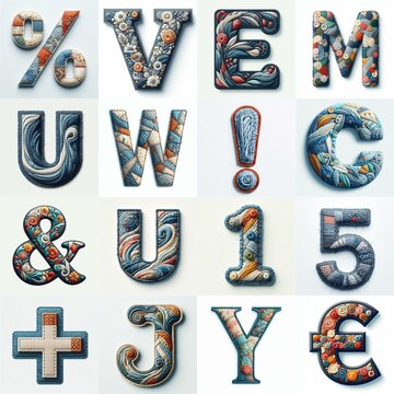 Fabric patches lettering. AI generated illustration