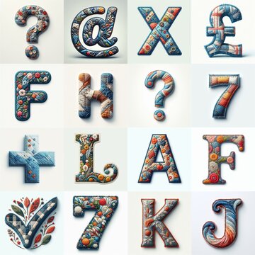 Fabric patches lettering. AI generated illustration