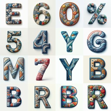 Fabric patches lettering. AI generated illustration