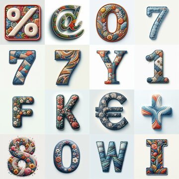 Fabric patches lettering. AI generated illustration