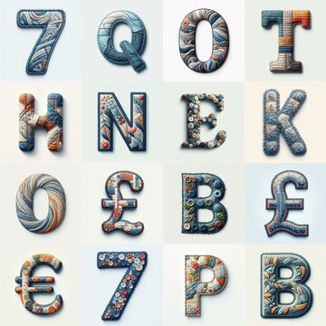 Fabric patches lettering. AI generated illustration