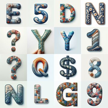 Fabric patches lettering. AI generated illustration