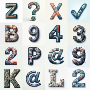 Fabric patches lettering. AI generated illustration