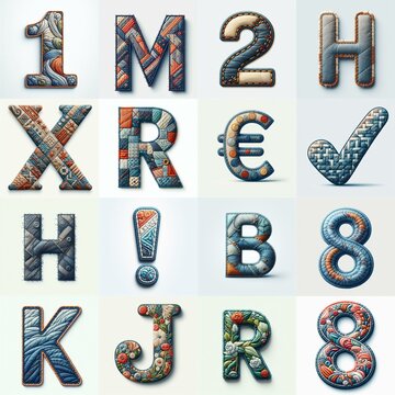Fabric patches lettering. AI generated illustration