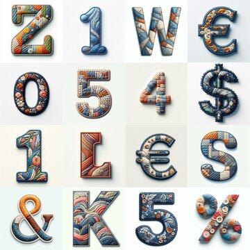 Fabric patches lettering. AI generated illustration