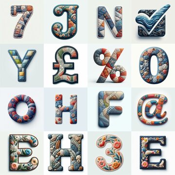 Fabric patches lettering. AI generated illustration