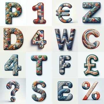 Fabric patches lettering. AI generated illustration