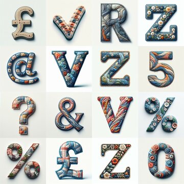 Fabric patches lettering. AI generated illustration