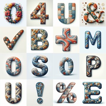Fabric patches lettering. AI generated illustration