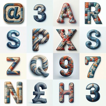 Fabric patches lettering. AI generated illustration