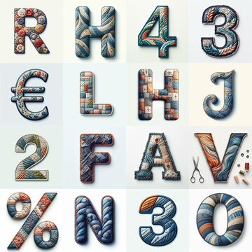 Fabric patches lettering. AI generated illustration
