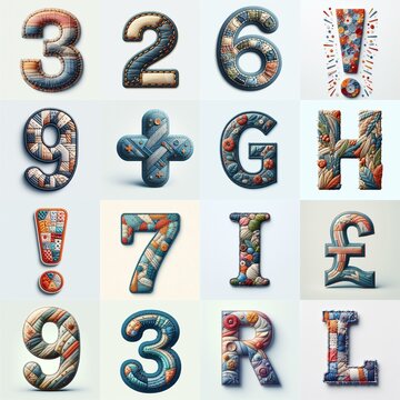 Fabric patches lettering. AI generated illustration