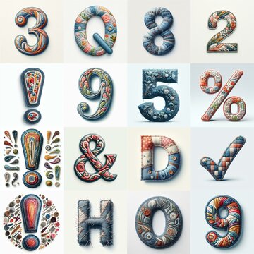 Fabric patches lettering. AI generated illustration