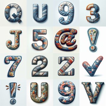 Fabric patches lettering. AI generated illustration
