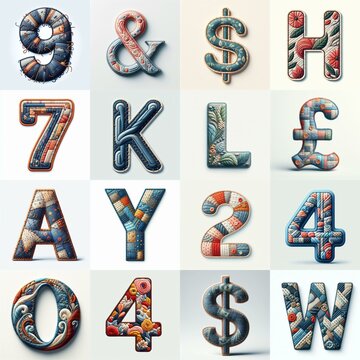Fabric patches lettering. AI generated illustration