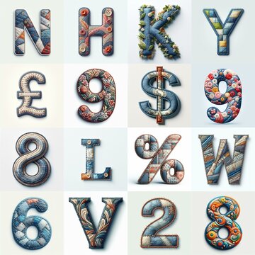 Fabric patches lettering. AI generated illustration