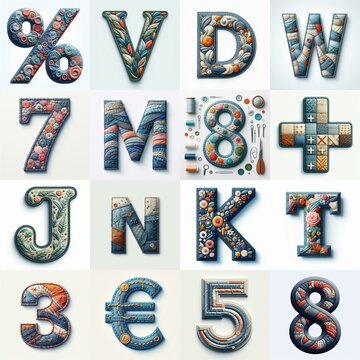 Fabric patches lettering. AI generated illustration