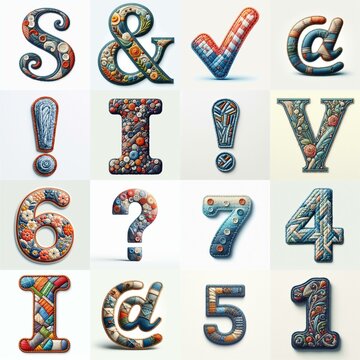 Fabric patches lettering. AI generated illustration