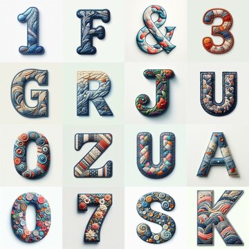 Fabric patches lettering. AI generated illustration