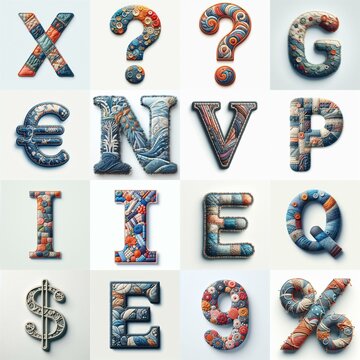 Fabric patches lettering. AI generated illustration