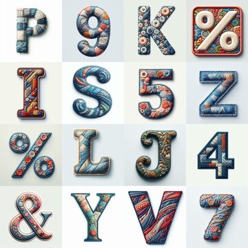 Fabric patches lettering. AI generated illustration