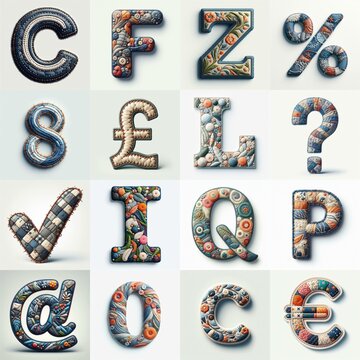 Fabric patches lettering. AI generated illustration