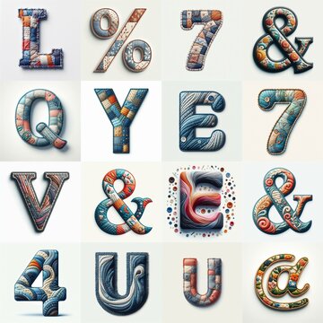 Fabric patches lettering. AI generated illustration