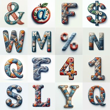 Fabric patches lettering. AI generated illustration