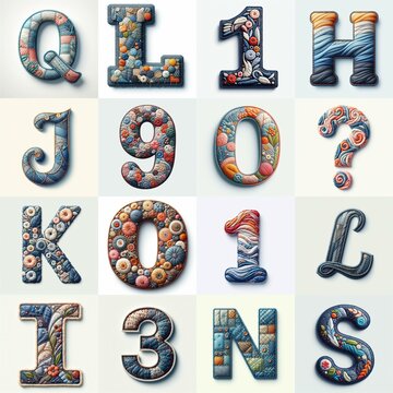 Fabric patches lettering. AI generated illustration
