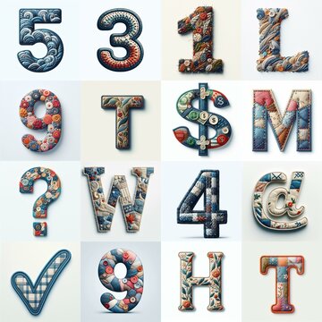 Fabric patches lettering. AI generated illustration