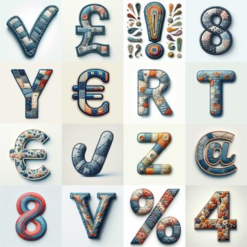 Fabric patches lettering. AI generated illustration