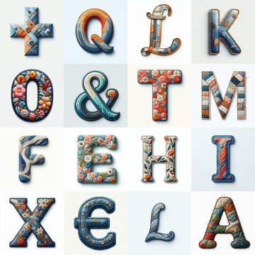 Fabric patches lettering. AI generated illustration