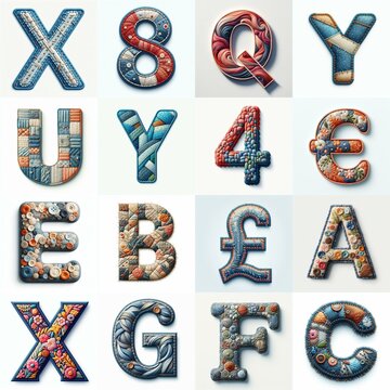 Fabric patches lettering. AI generated illustration