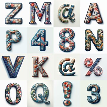 Fabric patches lettering. AI generated illustration