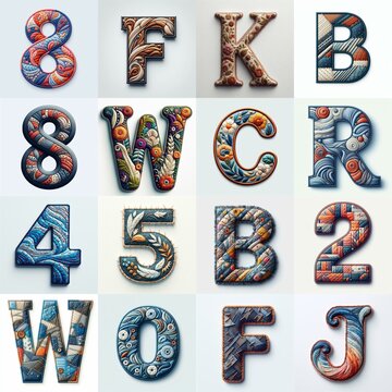 Fabric patches lettering. AI generated illustration