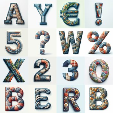 Fabric patches lettering. AI generated illustration