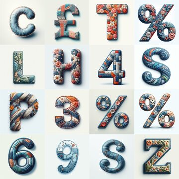Fabric patches lettering. AI generated illustration