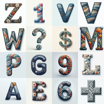 Fabric patches lettering. AI generated illustration