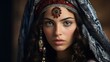 © Dennis - A young beautiful Bedouin woman posing in traditional headgear and ornaments