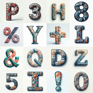 Fabric patches lettering. AI generated illustration