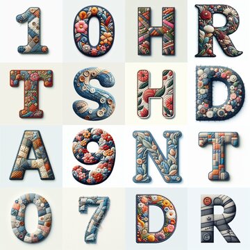 Fabric patches lettering. AI generated illustration