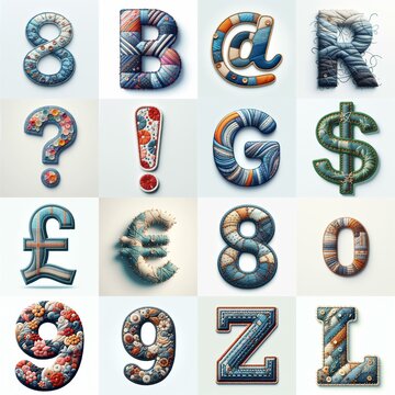 Fabric patches lettering. AI generated illustration