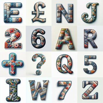 Fabric patches lettering. AI generated illustration