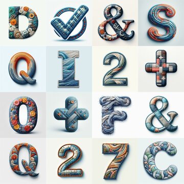 Fabric patches lettering. AI generated illustration