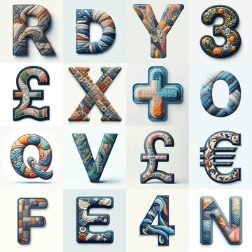 Fabric patches lettering. AI generated illustration