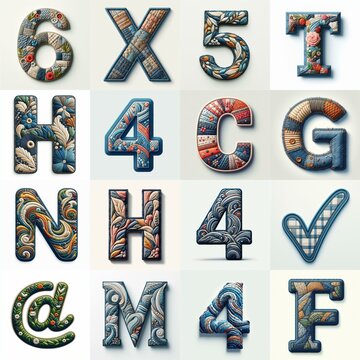 Fabric patches lettering. AI generated illustration