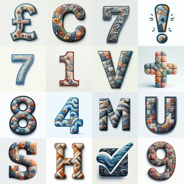 Fabric patches lettering. AI generated illustration