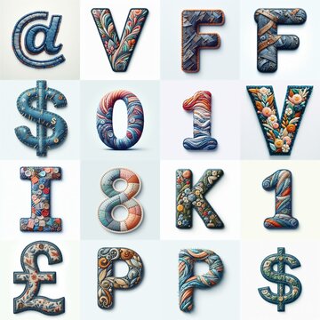 Fabric patches lettering. AI generated illustration