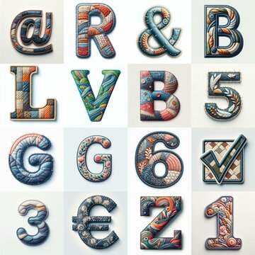 Fabric patches lettering. AI generated illustration